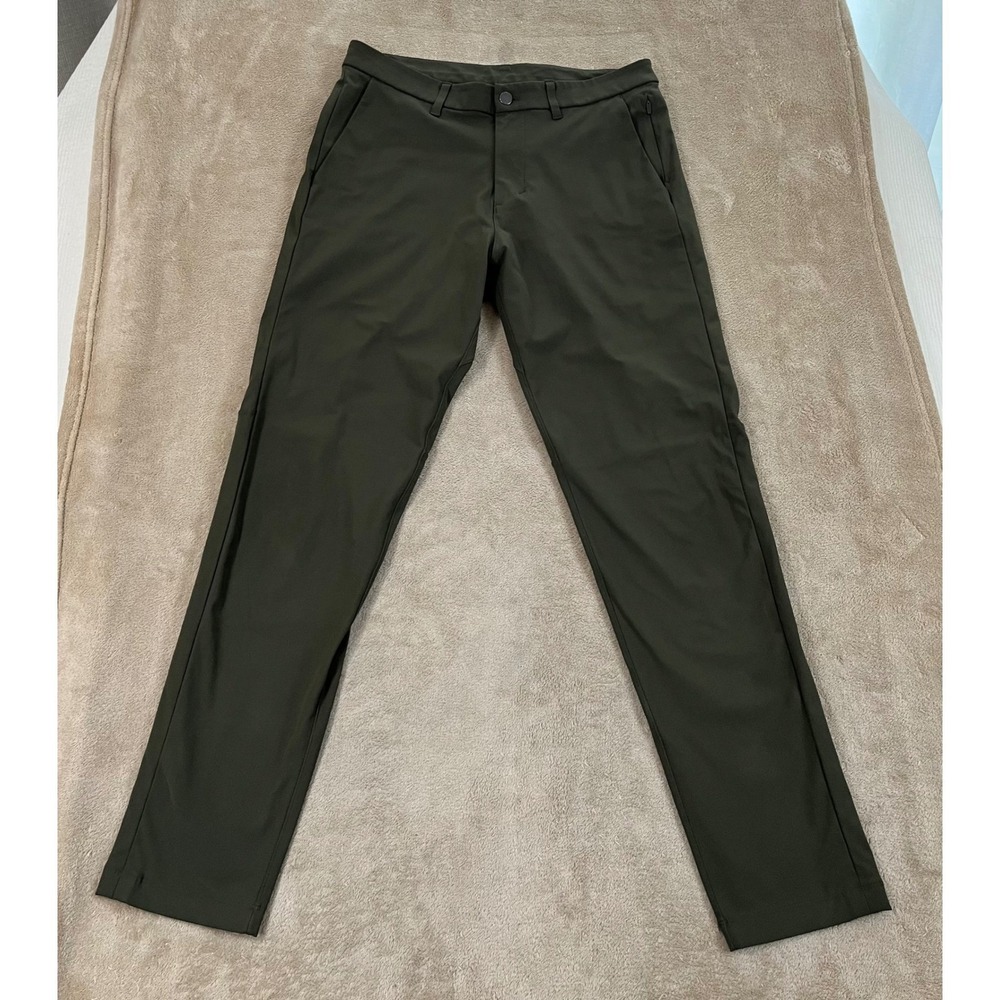 Lululemon ABC Slim-Fit Trouser Mens 31"Inseam Size 32 Olive Green Warpstreme EUC